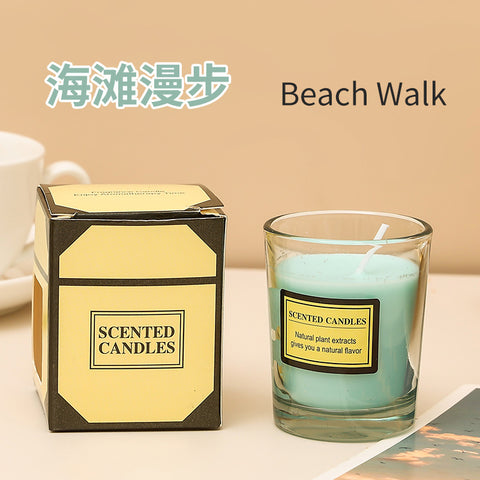 玻璃杯植物蠟燭 湖藍海灘漫步香薰 Beach Walk