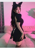 交叉鏤空女僕制服裙 8510