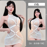 綁帶透視套裝 6104 (紫,黑,紅,白)