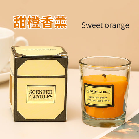 玻璃杯植物蠟燭 橙色甜橙香薰 Sweet orange