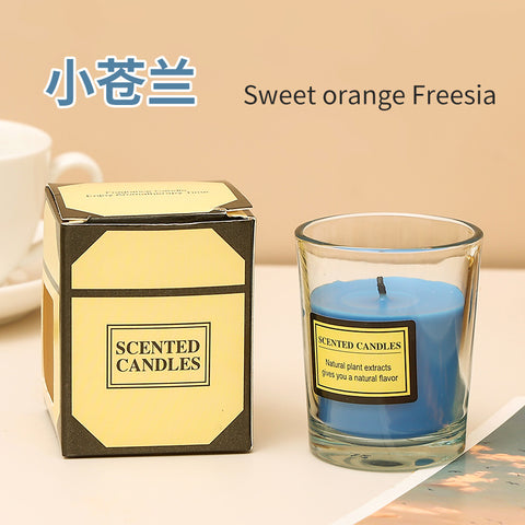 玻璃杯植物蠟燭 藍色小蒼蘭香薰 Sweet orange Freesia