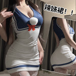 海軍風低領深V印花連身裙 172