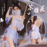 古風繫帶雪紡分體裝 6882 (紫 ,白)