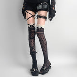 蘿莉塔蕾絲蕾絲復古鏤空過膝襪 WZ119 (奶白,黑色,咖色)
