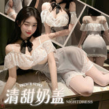 法式優雅可收腰奶蓋睡裙 ZY157