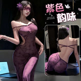 抹胸柔紗透視旗袍 F156