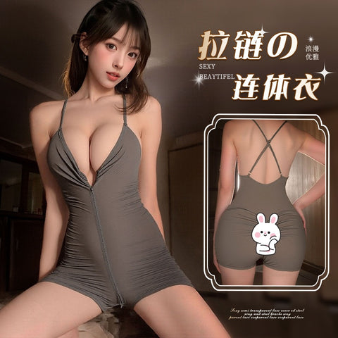 吊帶深V拉鍊連身衣瑜珈褲 1229