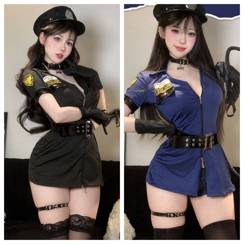萬聖節 女警制服裝 9913 (黑色,藍色)