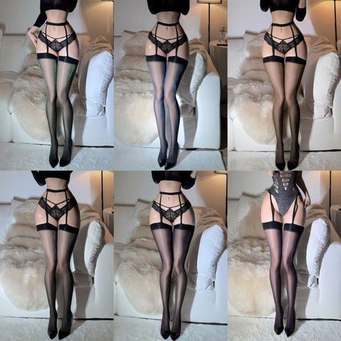 滿天星銀絲亮光夜店吊帶一體絲襪 9023 (紫光,藍光,綠光,銀光,金光,七彩光)