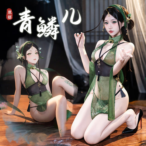 錢塘深V露臀古風旗袍 ZY15