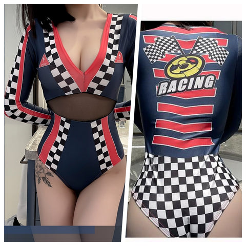 賽車女郎制服拼接連身衣 19295