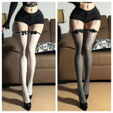 Lolita 黑色蝴蝶結吊帶絲襪 DD7321 (白,灰)