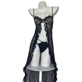 豹紋蕾絲吊帶裙 8592