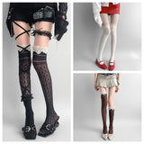 蘿莉塔蕾絲蕾絲復古鏤空過膝襪 WZ119 (奶白,黑色,咖色)