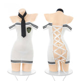 一字肩帶帶露臀教官服 6413