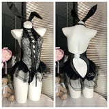 蕾絲綁帶兔女郎 5277 (黑色,紫色)