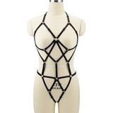 BODY HARNESS 綁帶捆綁連身裝 N0095 (黑,紅)