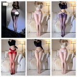 交叉一體長筒絲襪 J98 (紫色,黑色,白色,紅色,粉紅色,膚色)