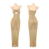 鎏金修身開衩吊帶連衣裙 ZY170