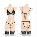 綁帶開襠連體網衣 7402