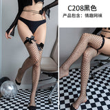 蝴蝶漁網過膝襪 7205 (黑,白)