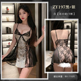 暗夜鎏金蕾絲透視吊帶裙 ZY197