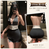 私人護士包臀裙 ZY66 (黑+白,藍+白)
