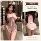 鋼圈連體露胸透視開襠兔女郎 6312