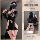 魅惑綁帶多穿法分離式連身網衣 7542 (黑,紫)