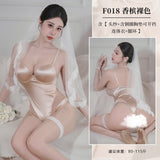 柔光香檳鋼圈棉墊連身衣 F018