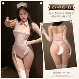 甜欲護士開襠連身衣 ZY49 (黑+白,粉+白)