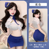 純欲空姐制服 1302 藍色,紅色