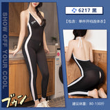拉鍊開襠深v瑜珈連身褲 6217 (灰,黑)