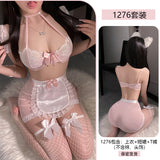 蕾絲鋼托聚攏女僕透視裝1276 (黑色,粉紅色)