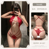 魅惑蕾絲鏤空三點式連身衣 7044 (黑,紅,藍,白)