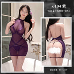 綁帶透視套裝 6104 (紫,黑,紅,白)