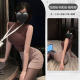 秘書包臀裙 T740 (焦糖色/咖啡棕)