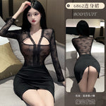 激情包臀裙制服 6862 (白色,黑色)