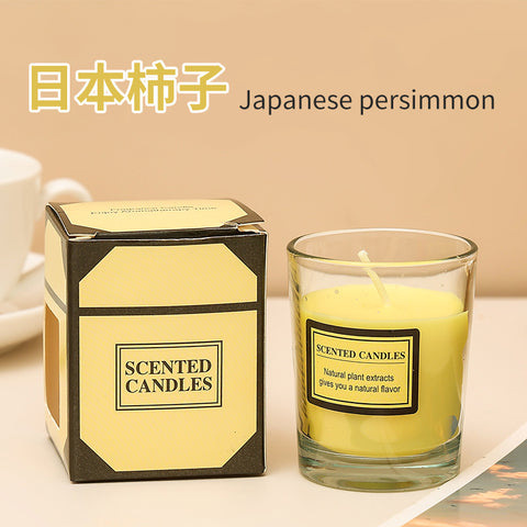 玻璃杯植物蠟燭 黃色日本柿子香薰 Japanese persimmon