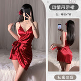 吊帶深V吊帶睡裙 6640 (紅色,紫色)