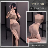 暗欲交織網衣透視睡衣 ZY110 (紫,黑,淺咖)