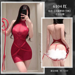 綁帶透視套裝 6104 (紫,黑,紅,白)