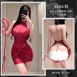 綁帶透視套裝 6104 (紫,黑,紅,白)