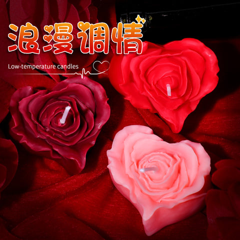 玫瑰花愛心低溫蠟燭 (酒紅,紅色,粉紅色) 45度不傷膚