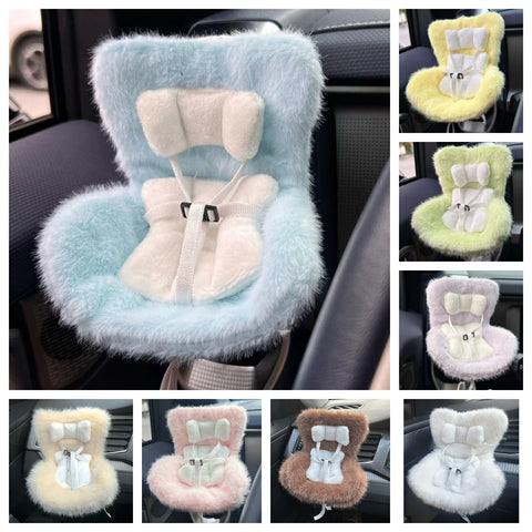 Labubu 適用17cm可愛車用安全座椅 (粉紅色,米色,棕色,白座,紫色,綠色,黃色,藍色)