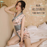 日系和服浴袍 463 (白色,藕粉)