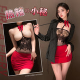 抹胸露乳網衣裙套裝 7430 (黑紅,灰黑)