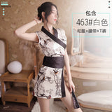 日系和服浴袍 463 (白色,藕粉)