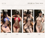 魅惑蕾絲鏤空三點式連身衣 7044 (黑,紅,藍,白)