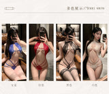 魅惑蕾絲鏤空三點式連身衣 7044 (黑,紅,藍,白)